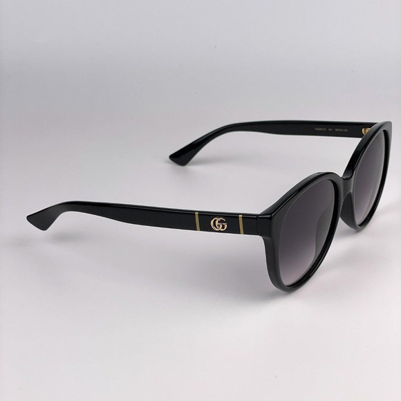 Gucci GG0631S 001 Sunglasses Black Logo Gray Gradient Cat Eye Women